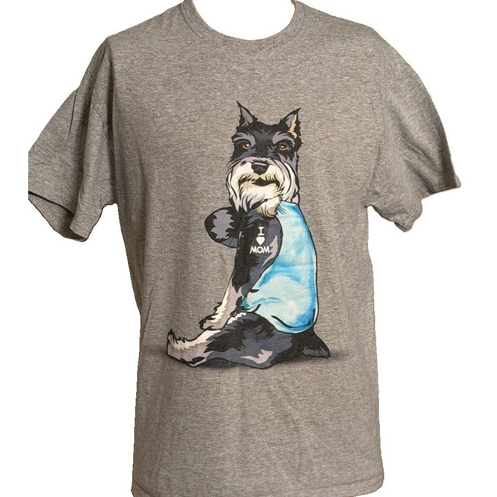 Miniature Schnauzer With "I ❤️ Mom" Tattoo Men's Medium T-Shirt‎ Dog T-Shirt